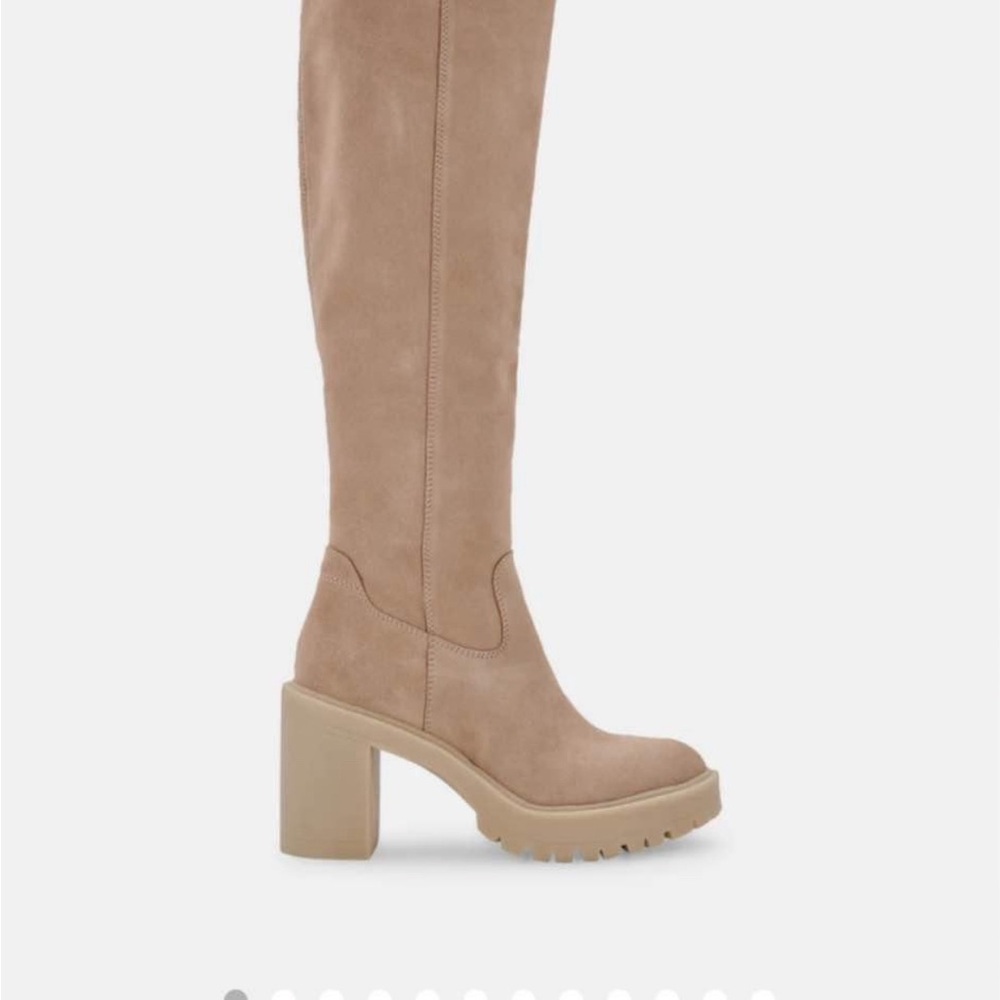 Dolce Vita Waterproof Suede Knee High Boots with Chunky Heels
